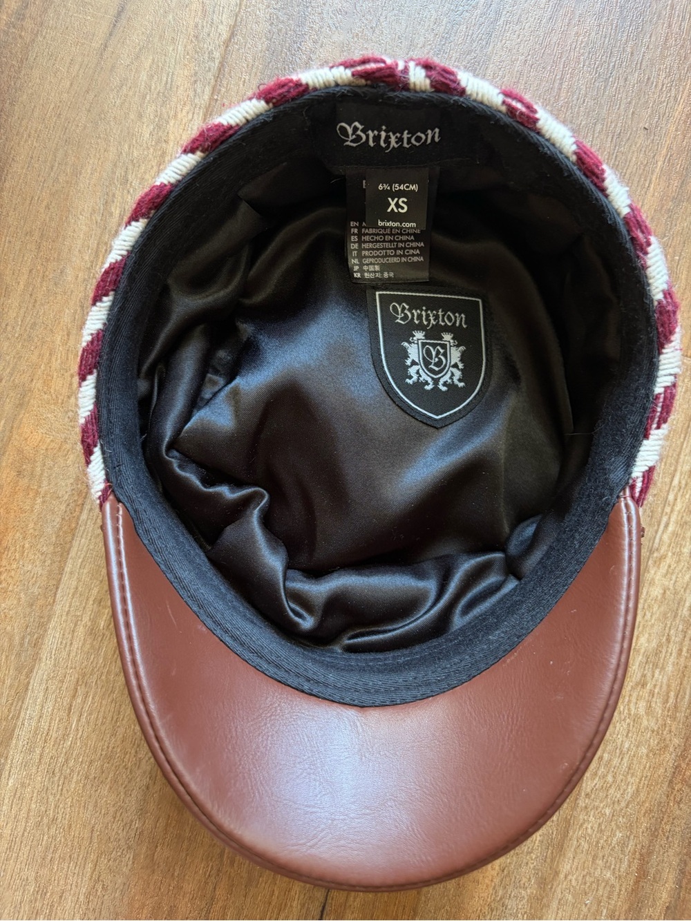 Brixton Albany Cap Burgundy Cream Striped Newsboy Nautical Sailor Hat Y2K - Picture 7 of 9